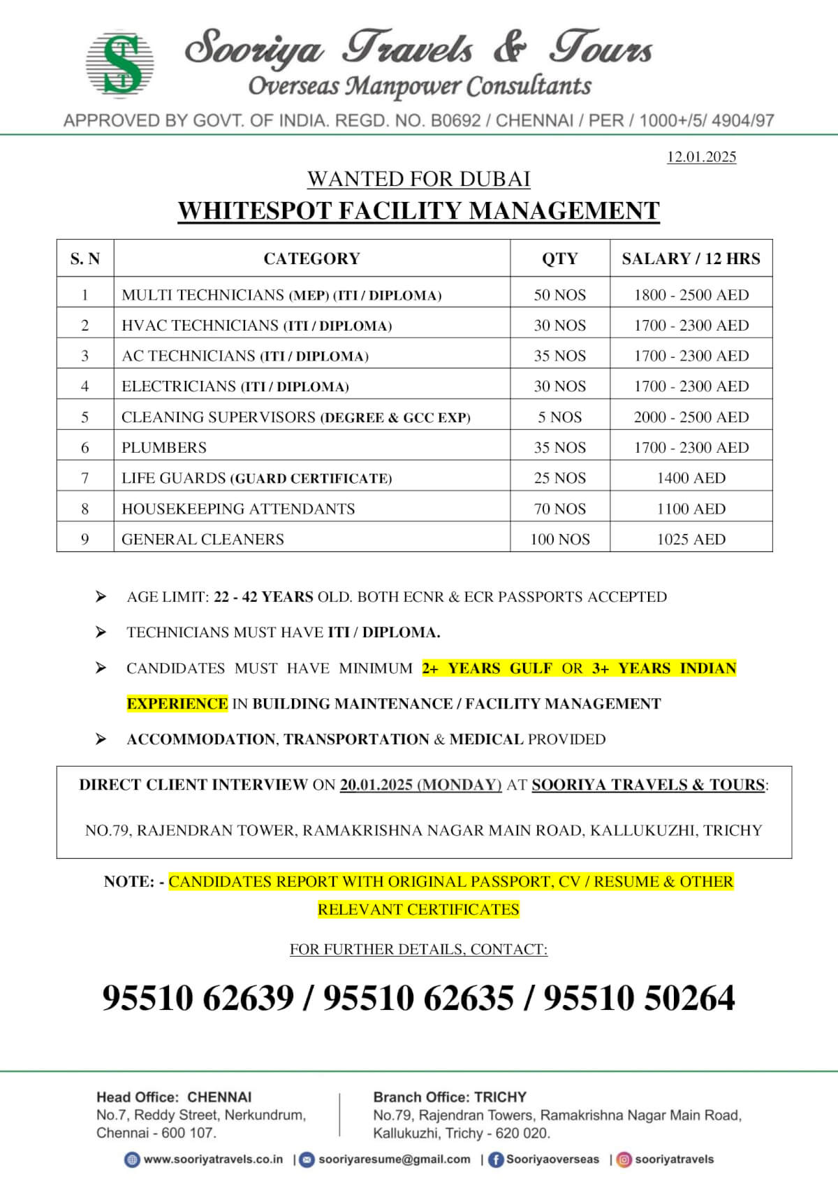 WANTED FOR DUBAI WHITESPOT FACILITY MANAGEMENT