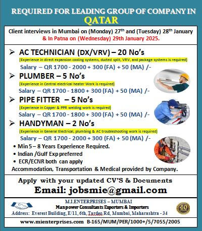 REQUIRED FOR LEADING GROUP OF COMPANY IN 	QATAR