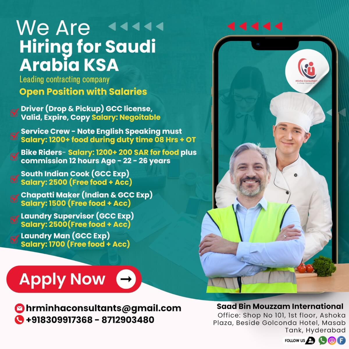 URGENTLY REQUIRED FOR SAUDI ARABIA KSA