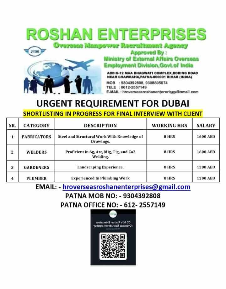 URGENT REQUIREMENT FOR DUBAI