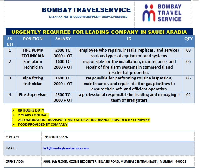 URGENTLY REQUIRED FOR A LEADING FACILITY MANAGEMENT COMPANY IN SAUDI ARABIA