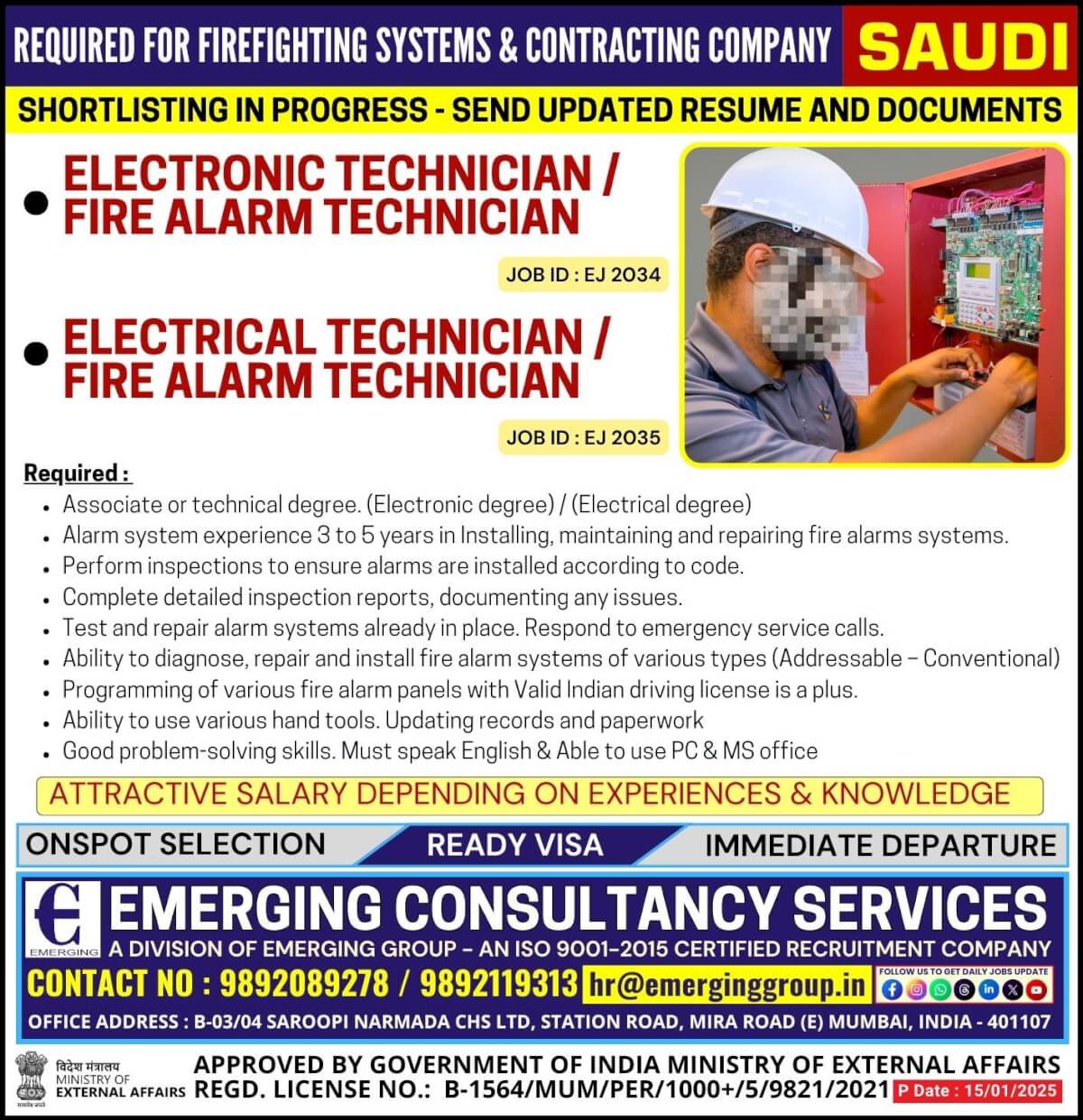 Urgently Required for Fire Fighting Systems & Contracting Company in Saudi Arabia - Shortlisting in Progress