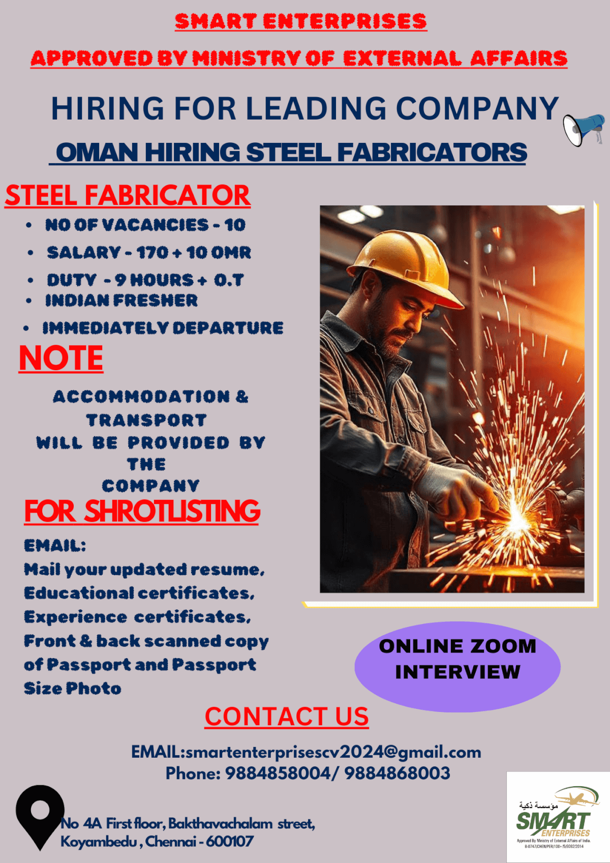 URGENTLY REQUIRES FOR OMAN