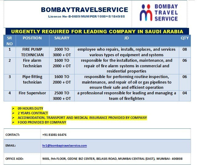 URGENTLY REQUIRED FOR A LEADING FACILITY MANAGEMENT COMPANY IN SAUDI ARABIA