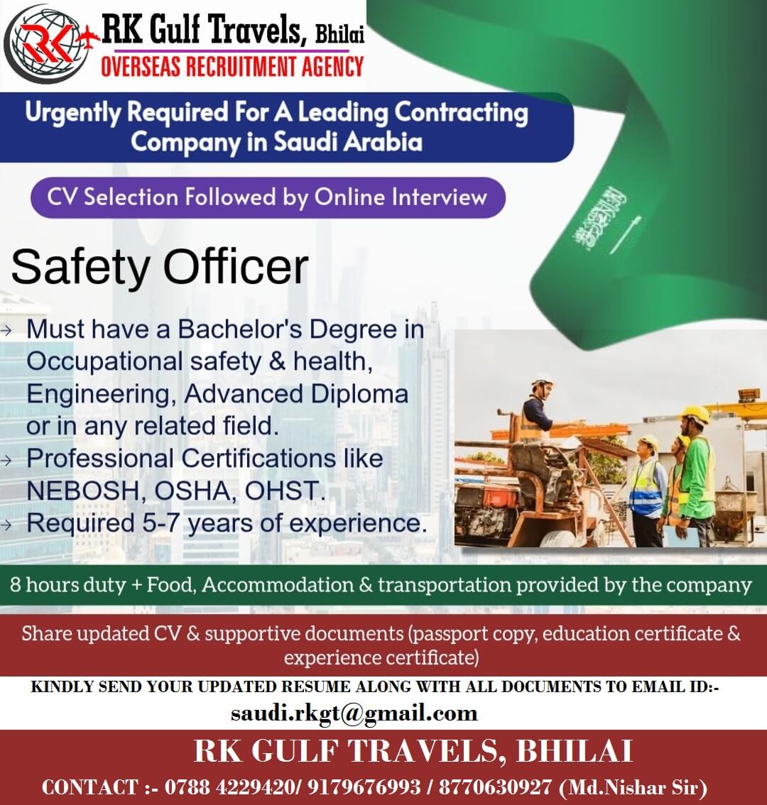 URGENTLY REQUIRED FOR A LEADING COMPANY – SAUDI ARABIA.