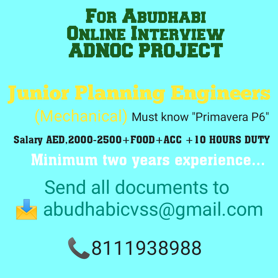 Urgent Requirement for Abudhabi