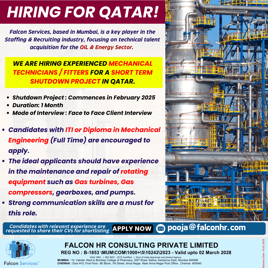 HIRING FOR SHUTDOWN PROJECT IN QATAR