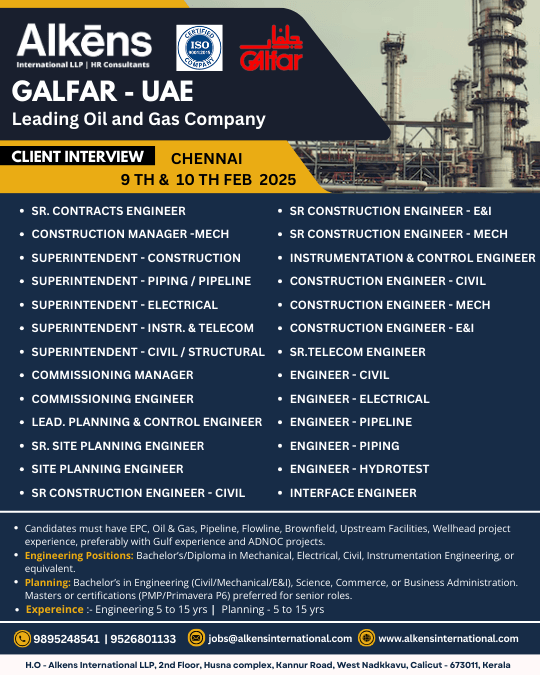 HIRING FOR GALFAR UAE