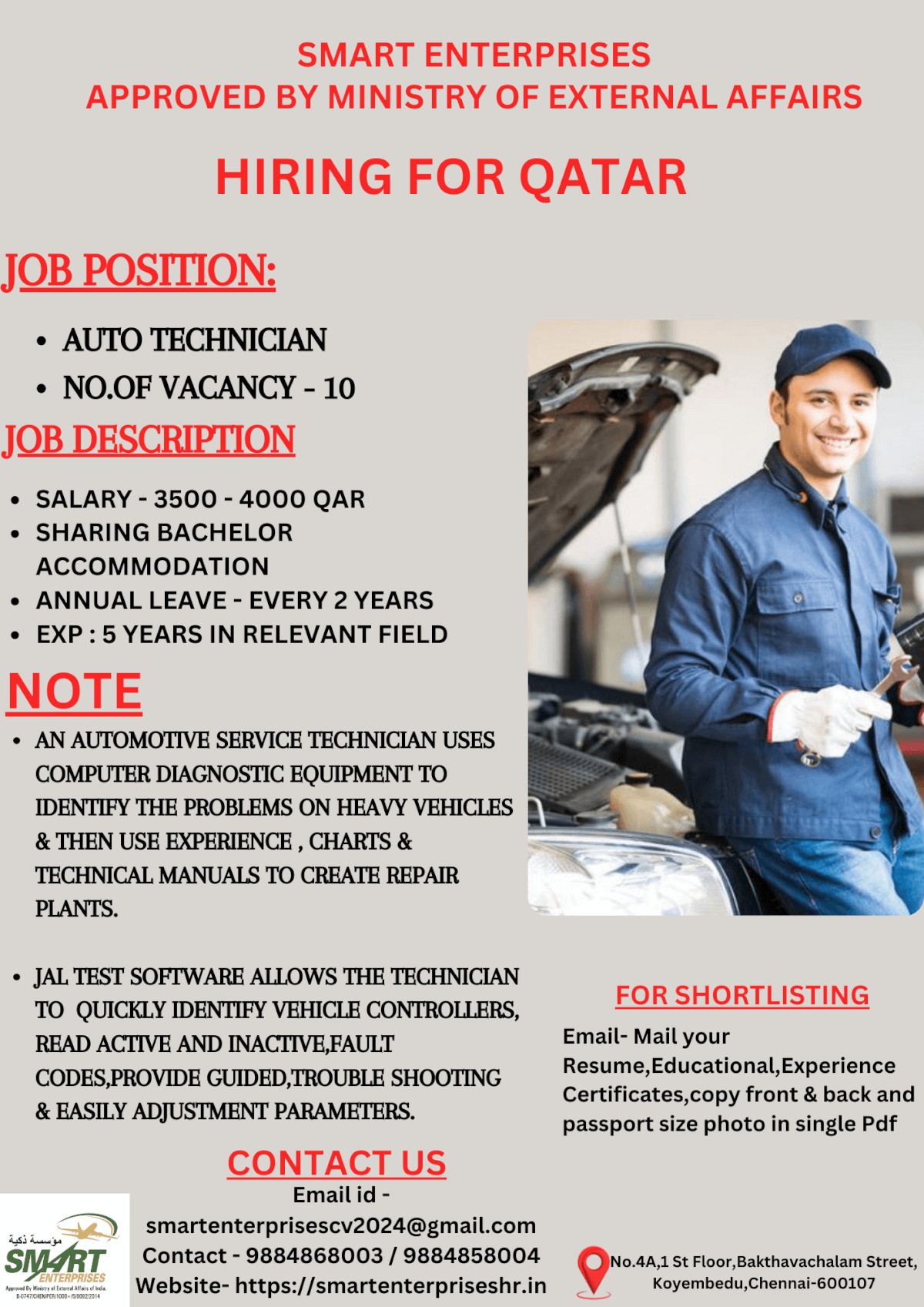 URGENTLY REQUIRES FOR QATAR