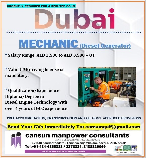 Urgently Required For Dubai