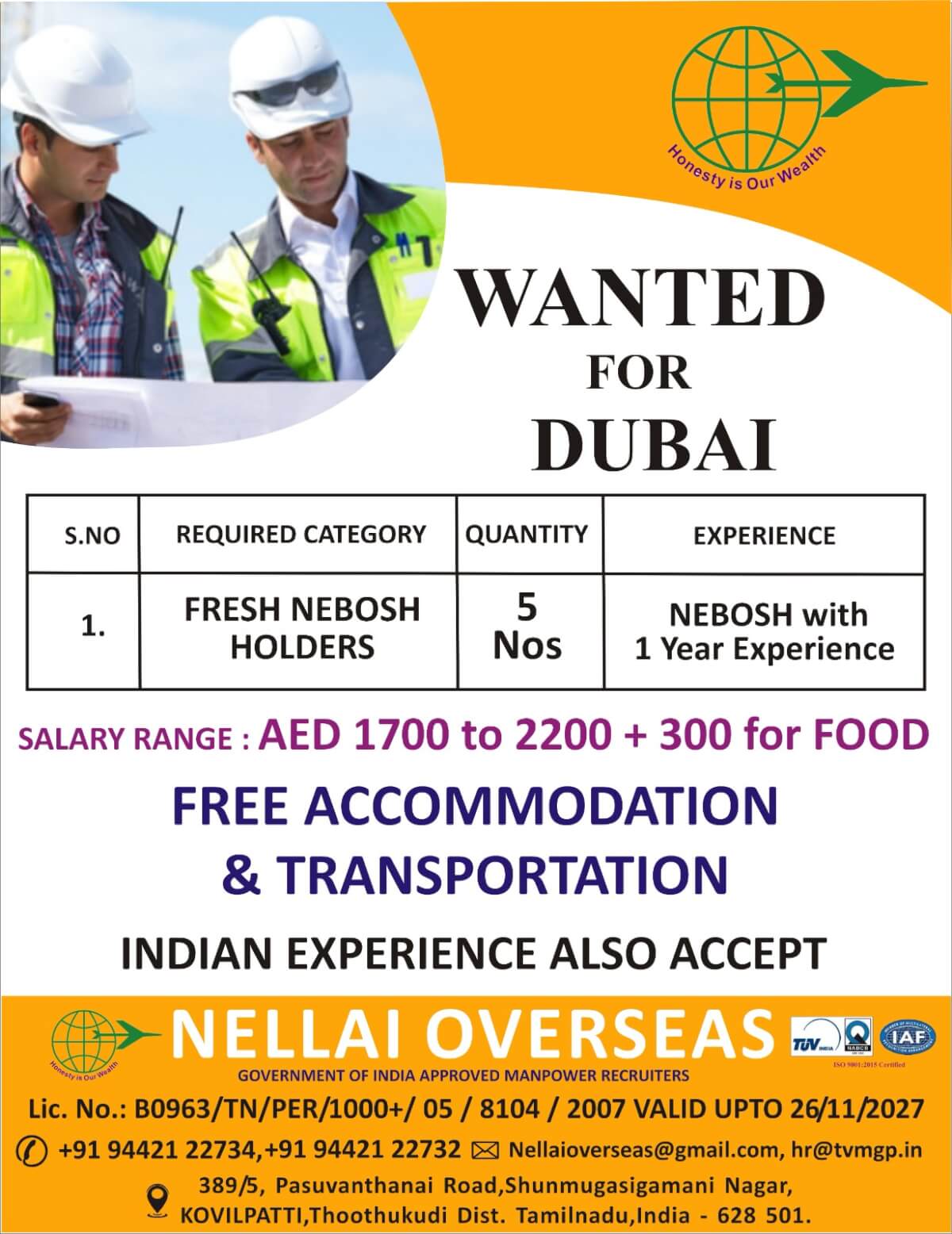 WANTED FOR DUBAI