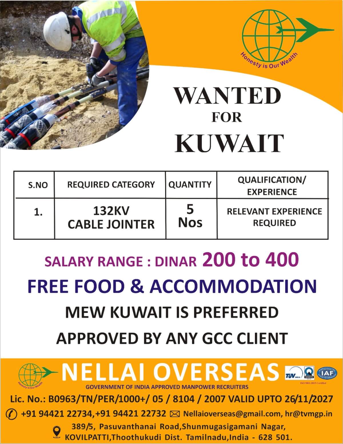 WANTED FOR KUWAIT