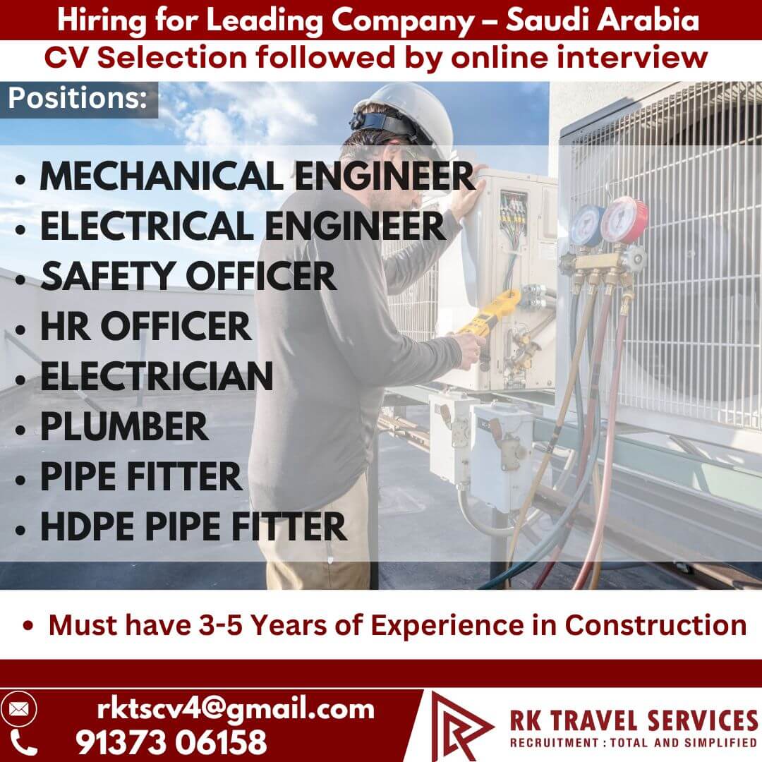 Hiring for Leading Company – Saudi Arabia