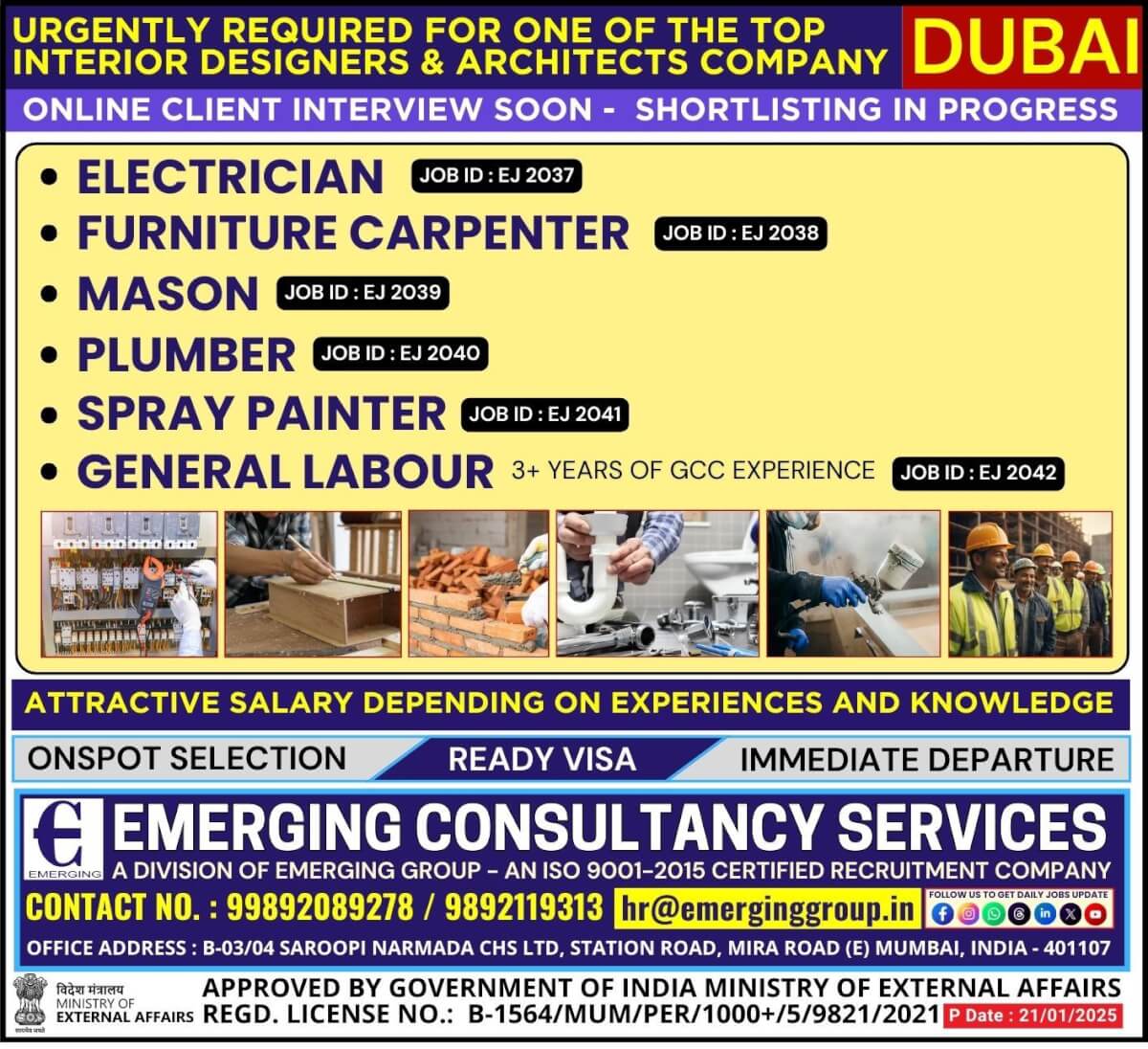 Urgently Required For One Of The Top Interior Designers & Architects Company In Dubai - Online Client Interview Soon