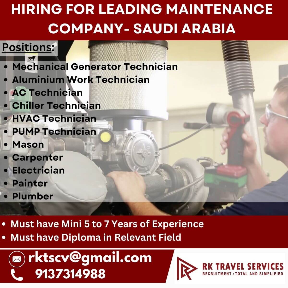 HIRING FOR LEADING MAINTENANCE COMPANY- SAUDI ARABIA