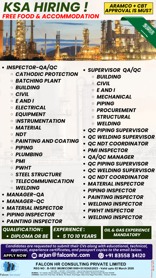 SAUDI ARABIA HIRING!