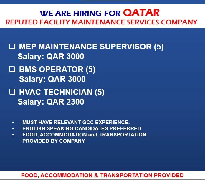 Require for Reputed Facility Management Company Qatar