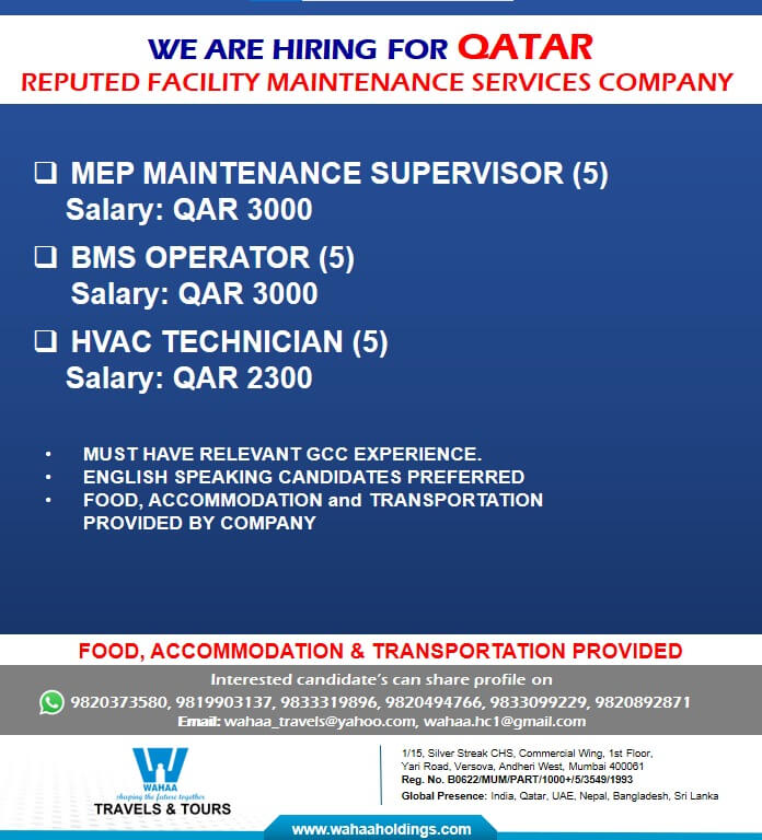 Require for Reputed Facility Management Company Qatar