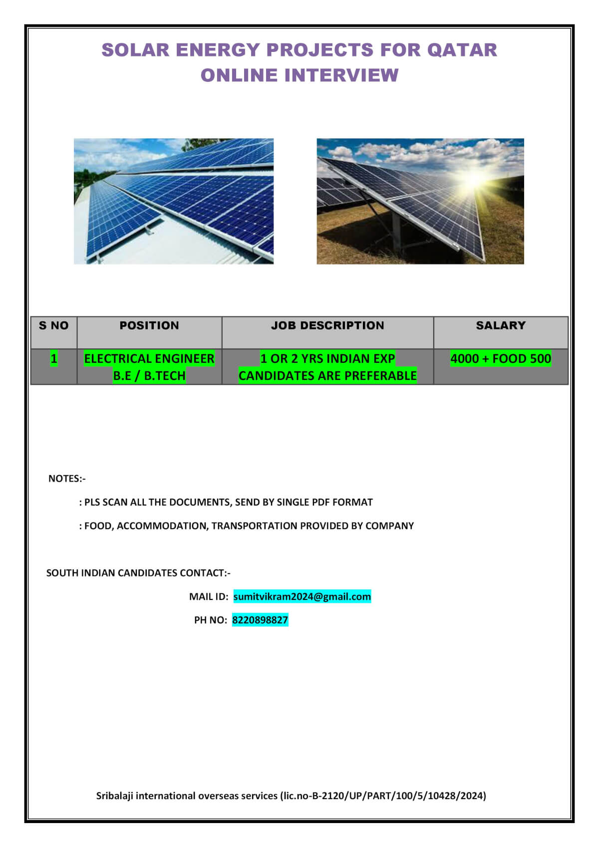 SOLAR ENERGY PROJECTS FOR QATAR ONLINE INTERVIEW