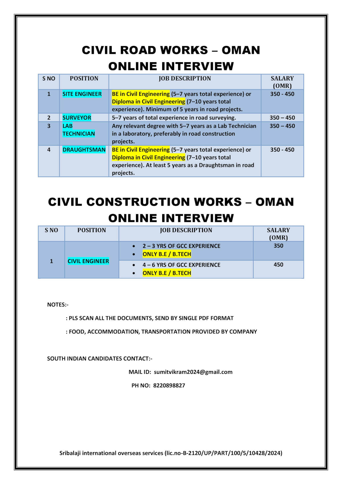 CIVIL ROAD AND CONSTRUCTION WORKS – OMAN ONLINE INTERVIEW