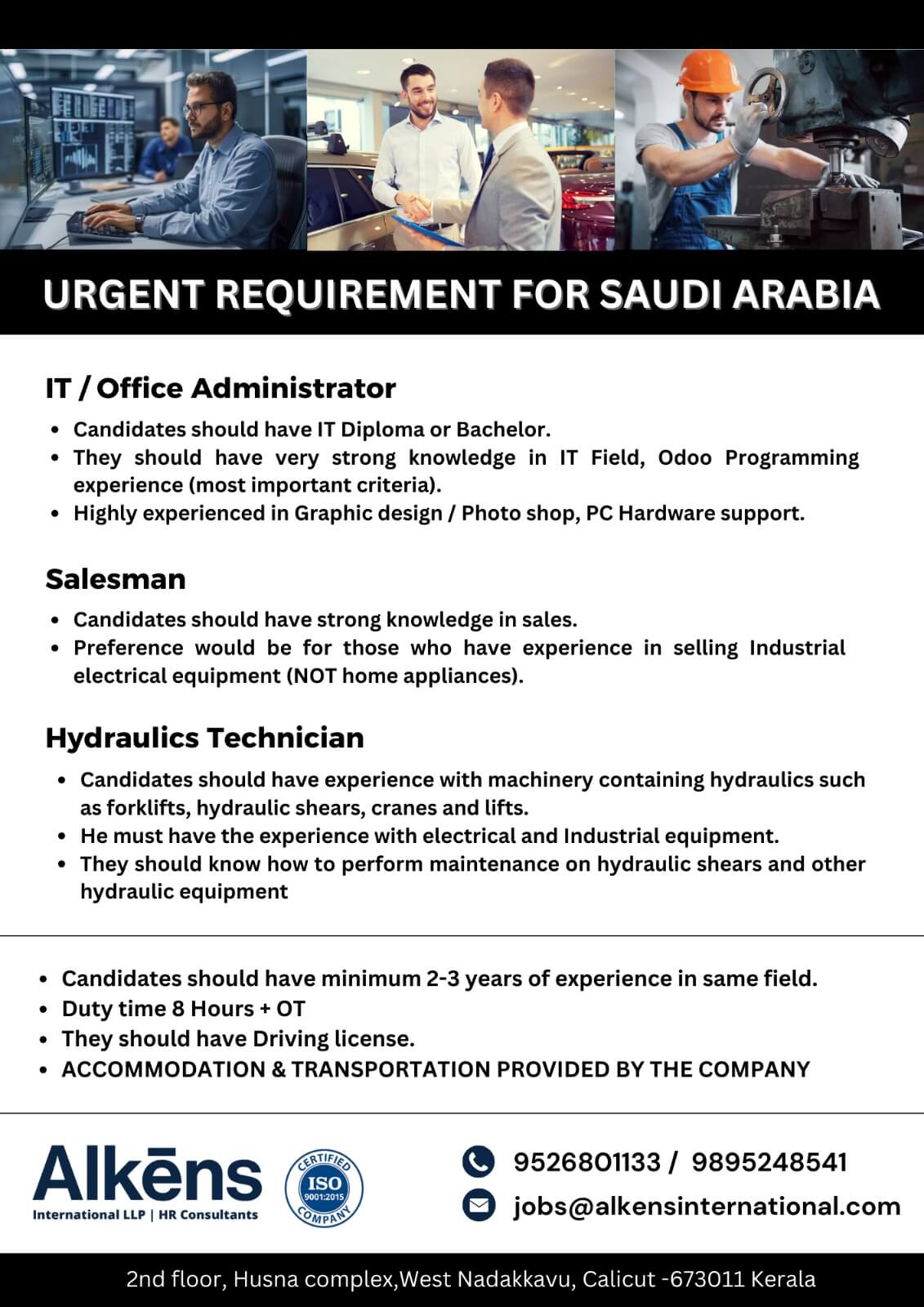 HIRING FOR SAUDI ARABIA