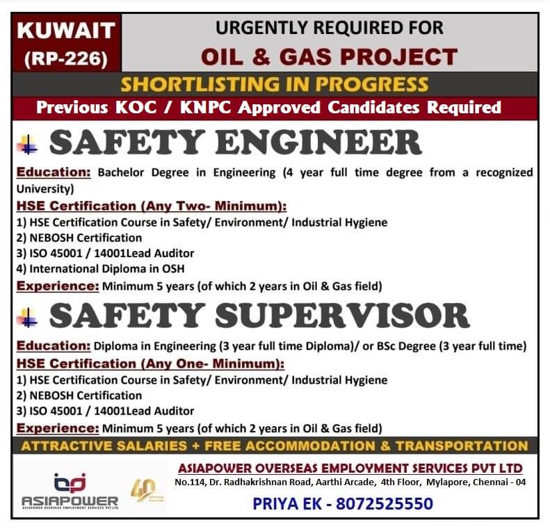 Hiring for Kuwait - KOC / KNPC Approved Candidates