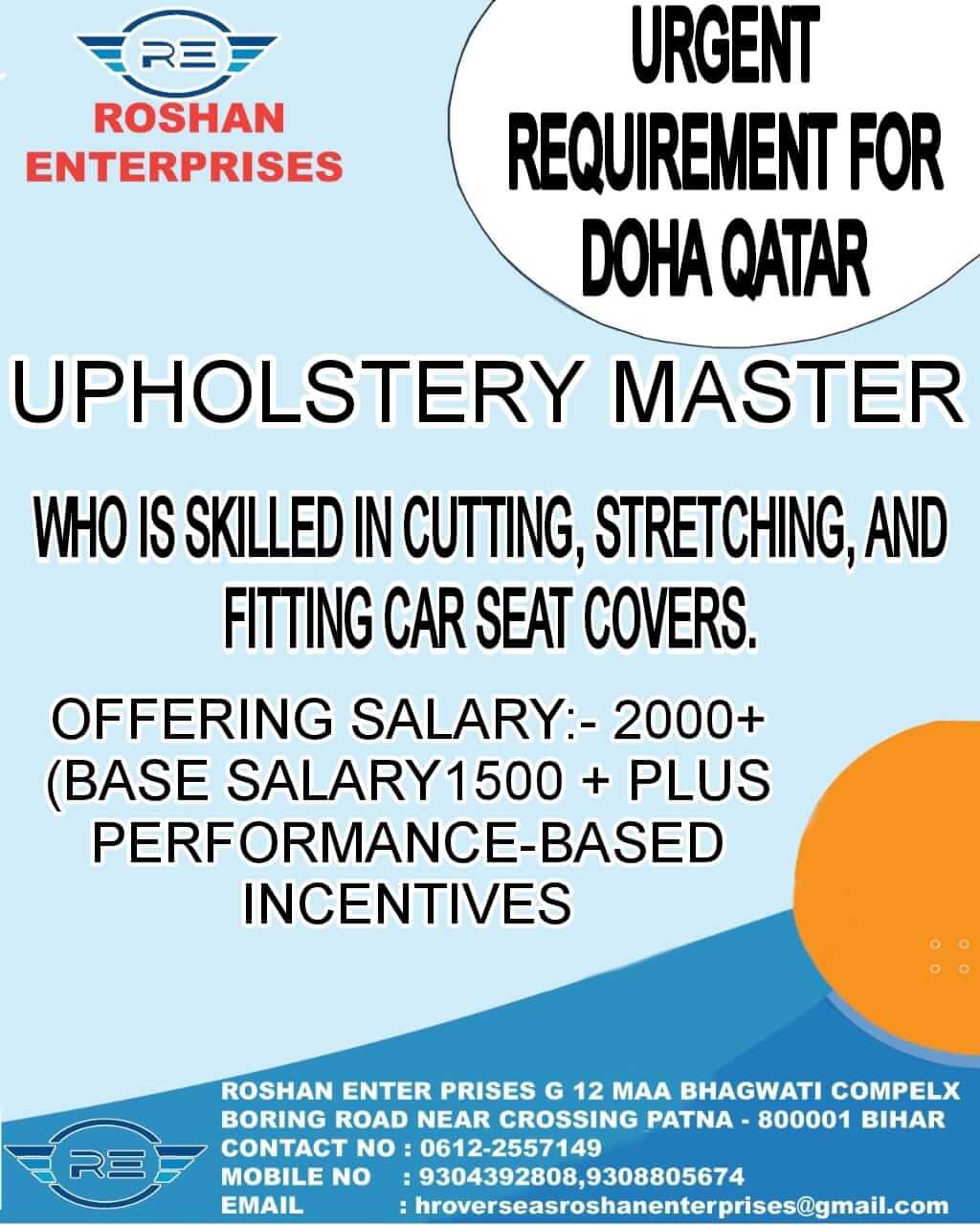 urgent requirement for Doha Qatar