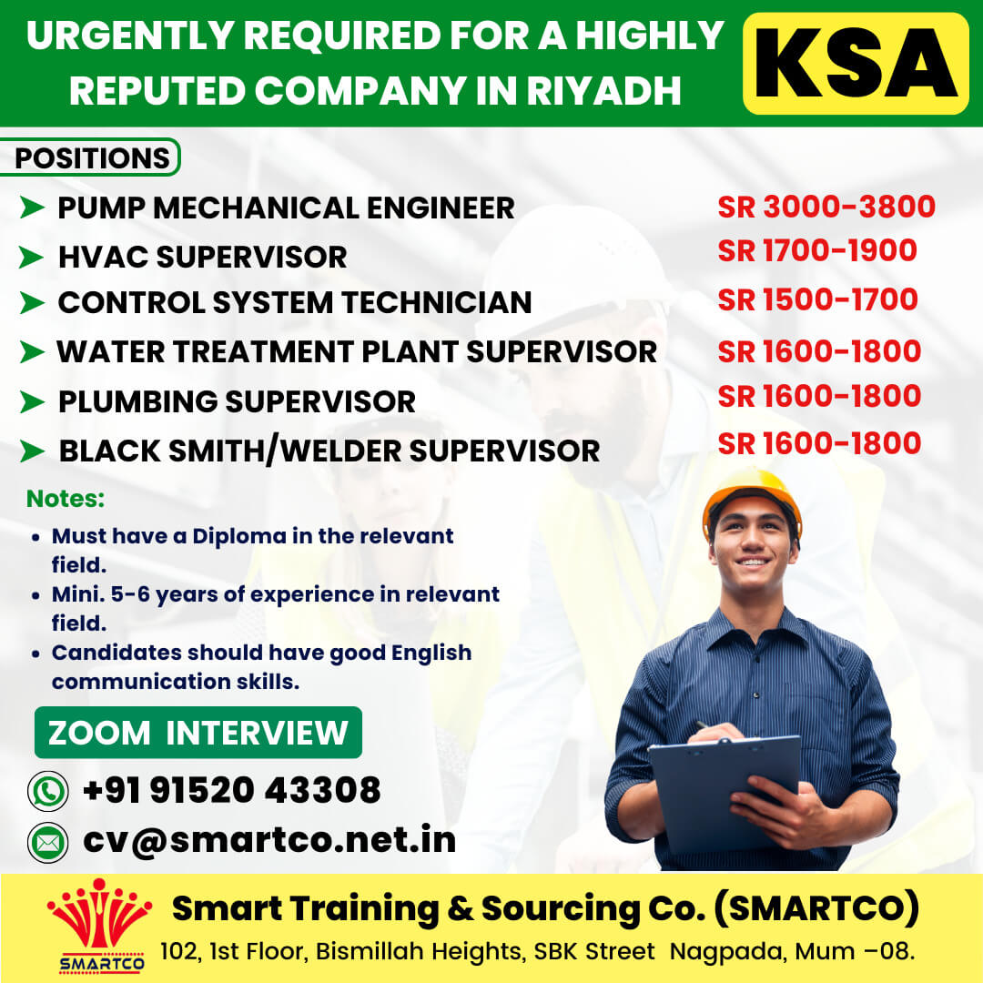 URGENTLY REQUIRED FOR A HIGHLY REPUTED COMPANY IN RIYADH