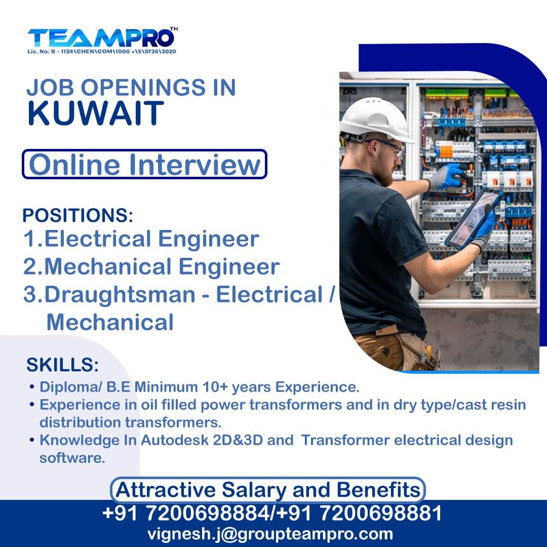 Engineer (Electrical) -Transformer Engg In Kuwait