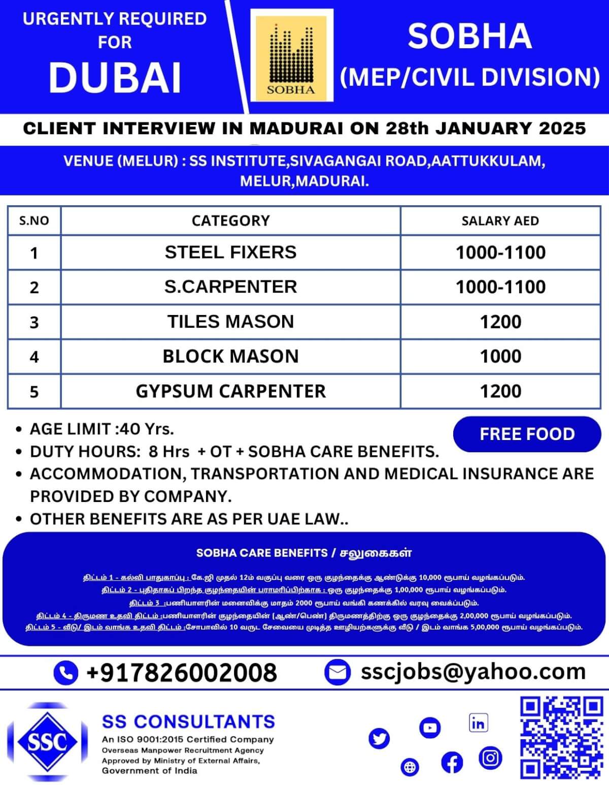 Urgent Job Openings in Dubai - Client Interview in Madurai on 28th January 2025