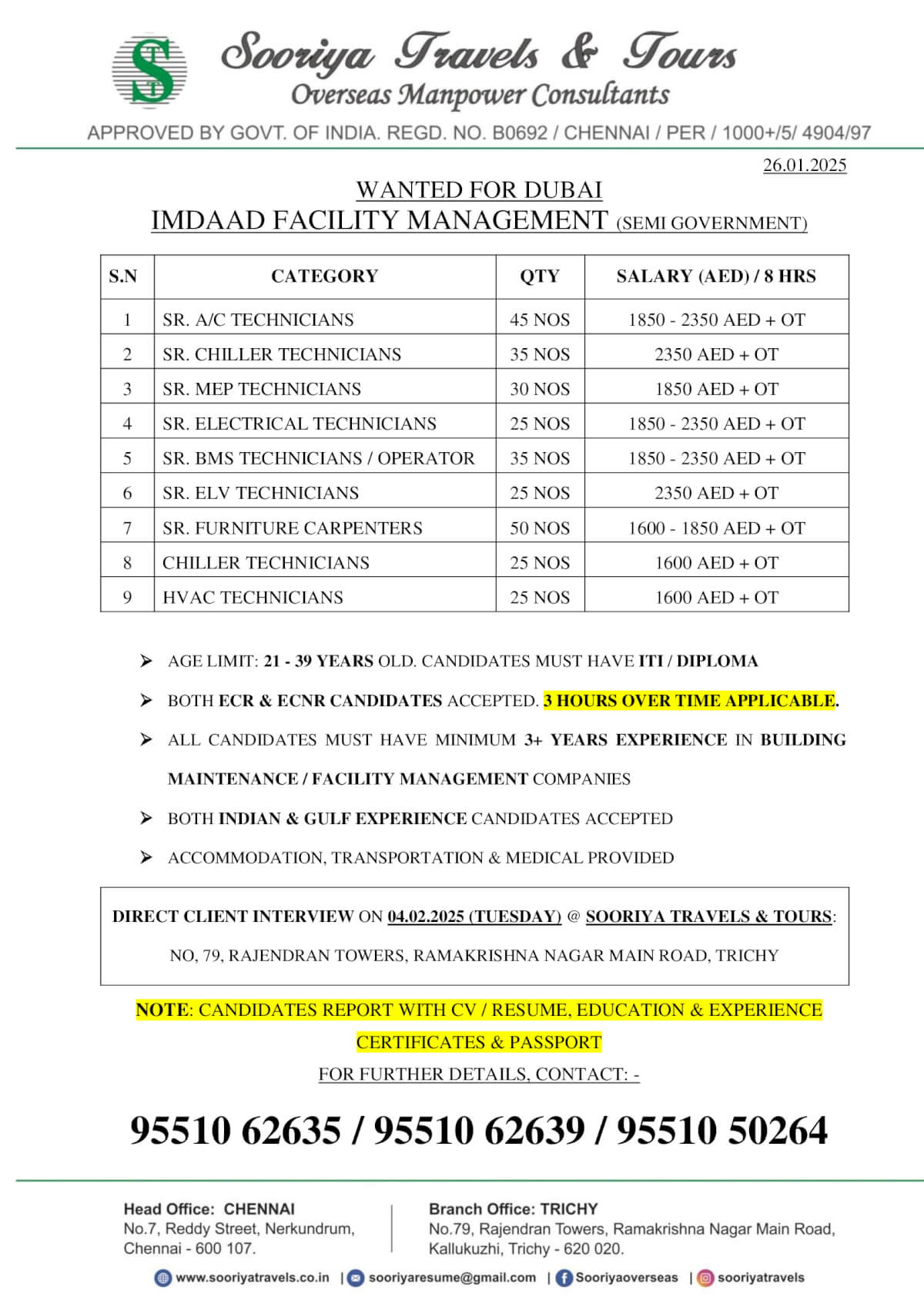 WANTED FOR DUBAI IMDAAD FACILITY MANAGEMENT (SEMI GOVERNMENT)