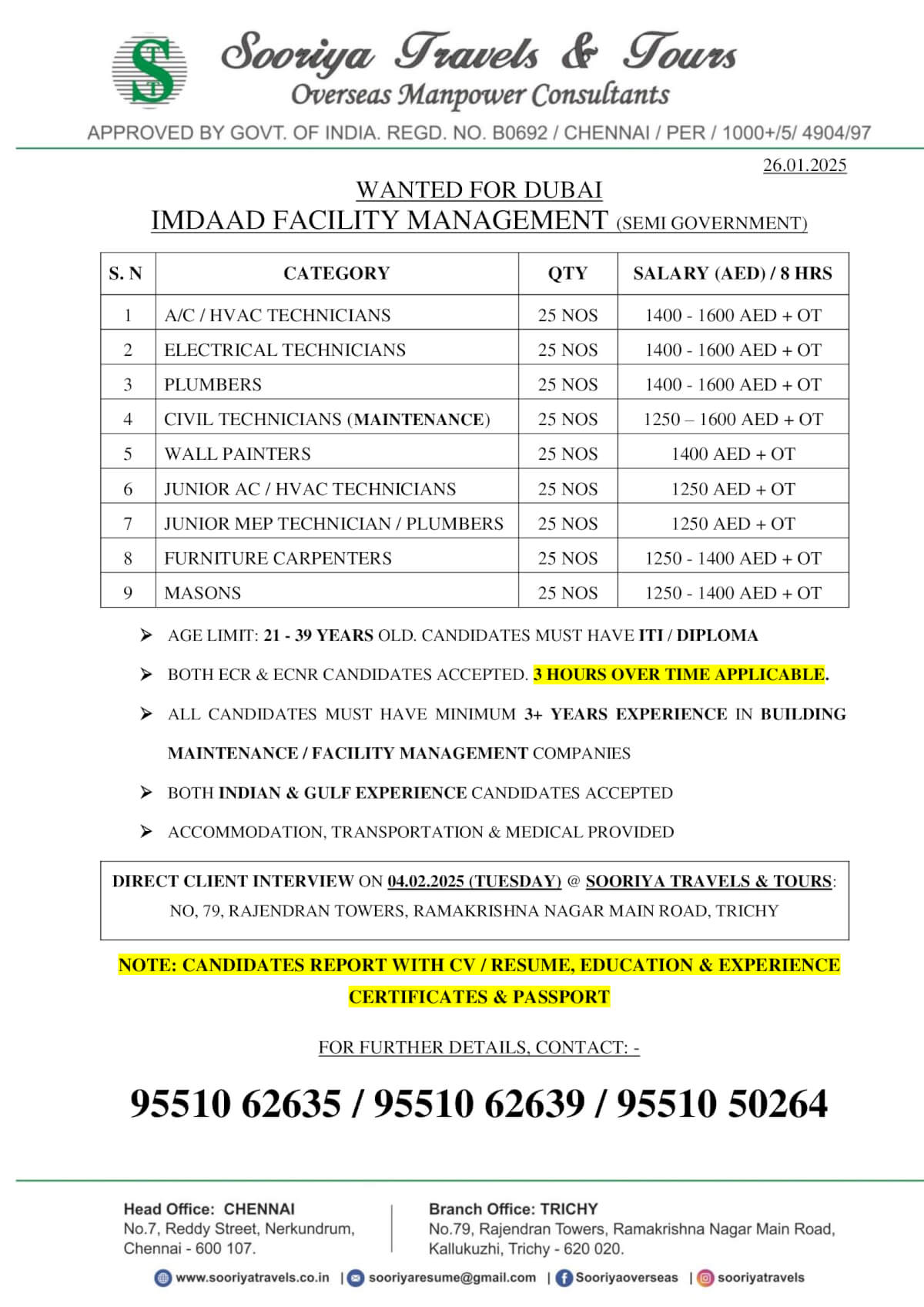 WANTED FOR DUBAI IMDAAD FACILITY MANAGEMENT (SEMI GOVERNMENT)