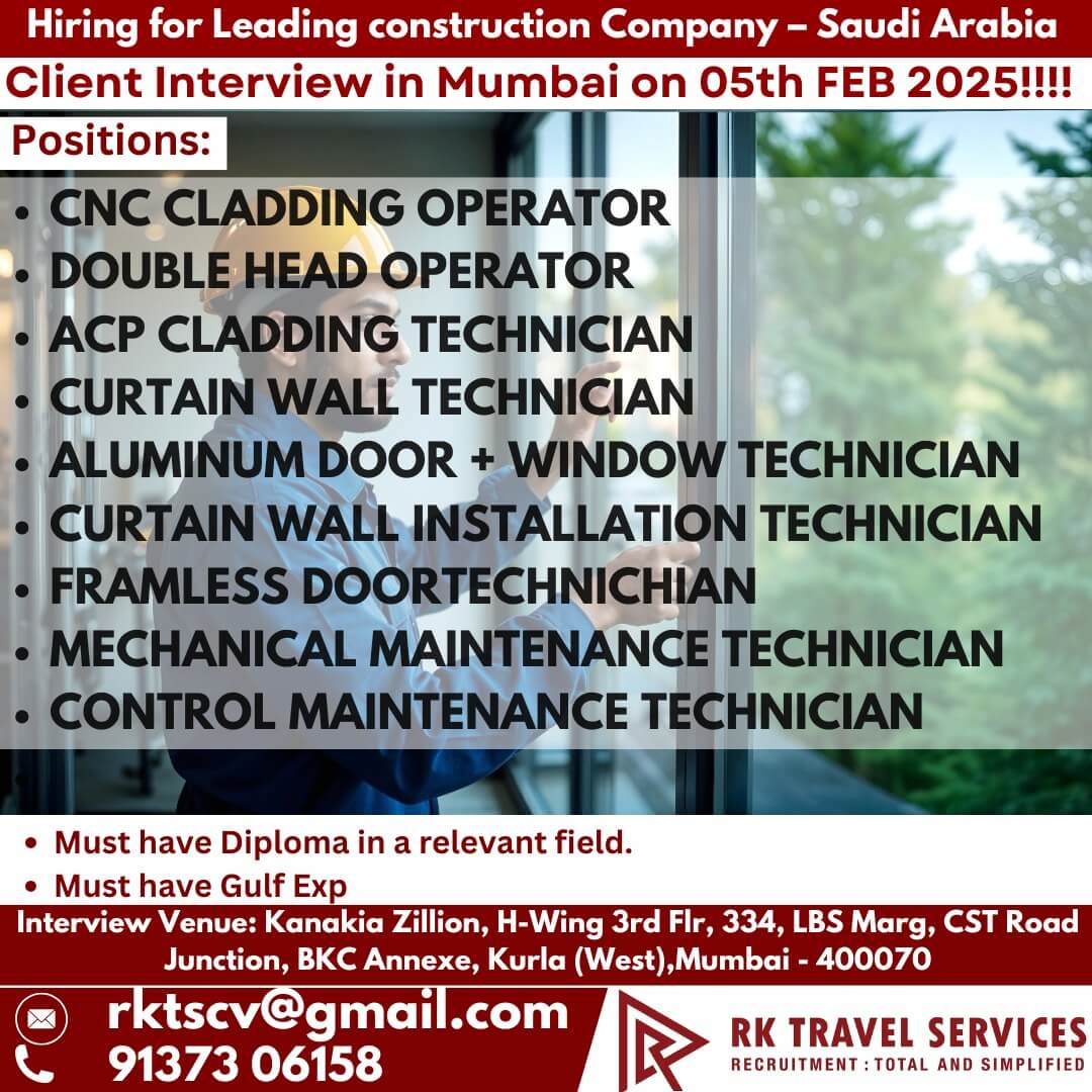 Hiring for Leading construction Company - Saudi Arabia