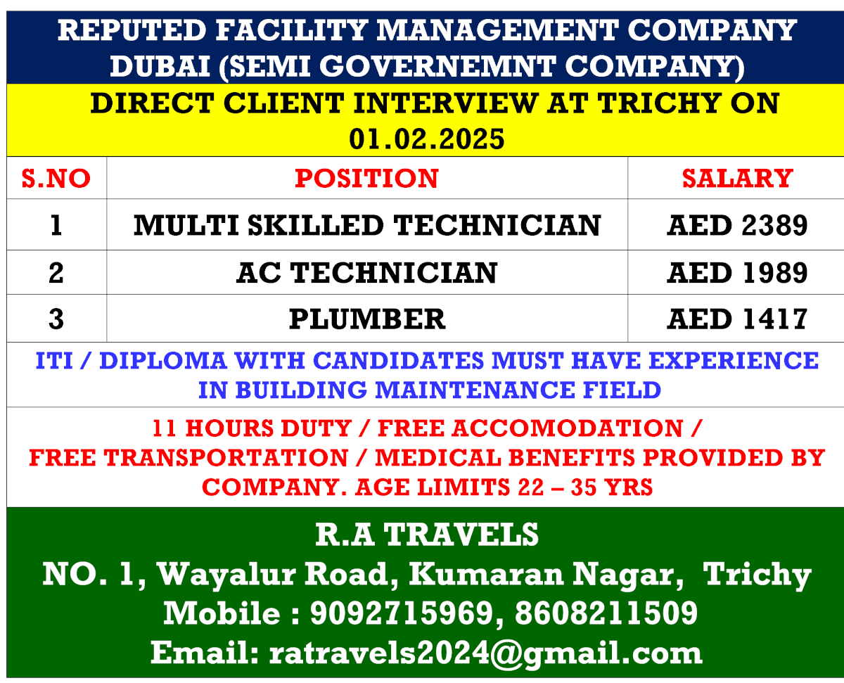 REPUTED FACILITY MANAGEMENT COMPANY DUBAI (SEMI GOVERNEMNT COMPANY)