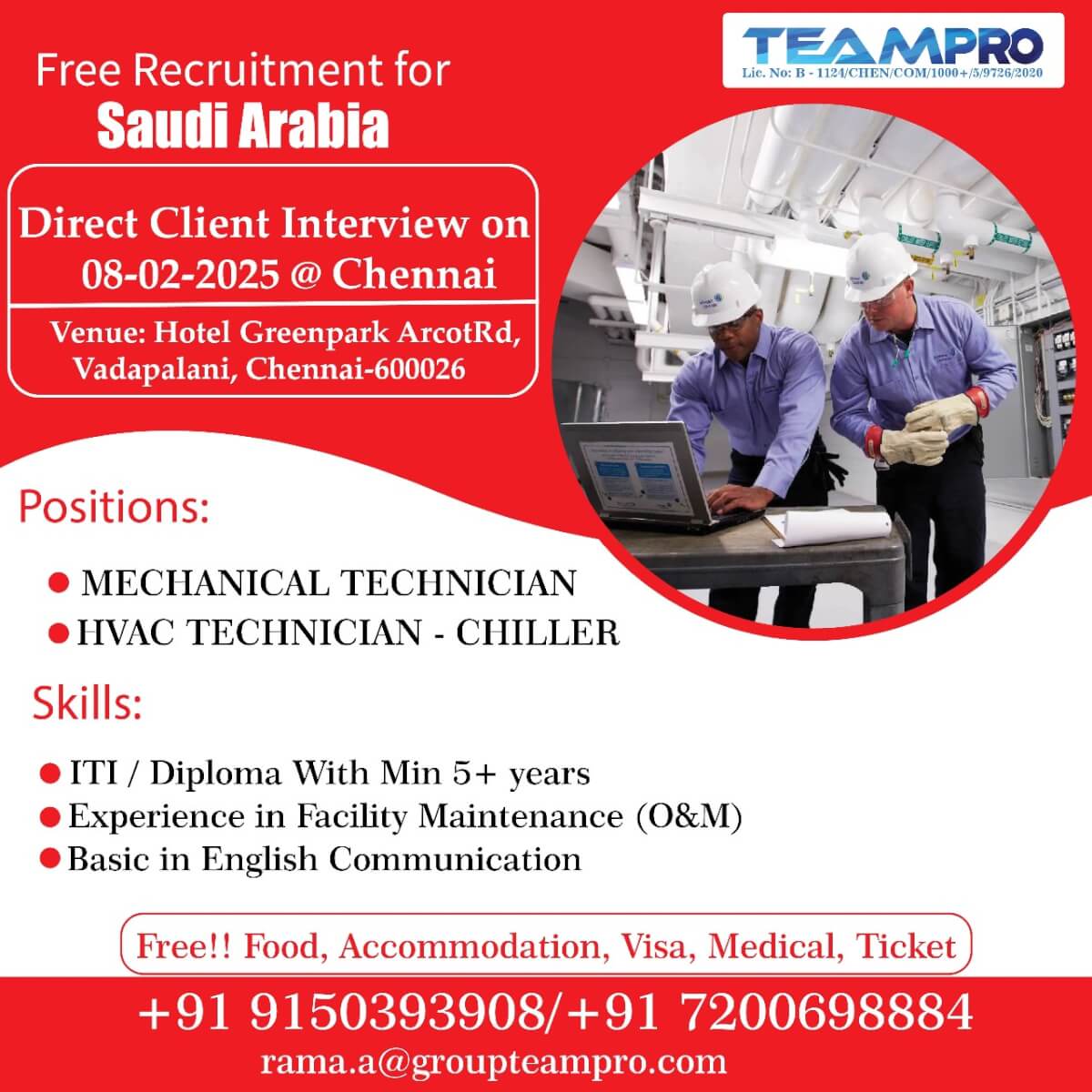 RE: Direct Client Interview for  Saudi Arabia  Chennai at 08-02-2025