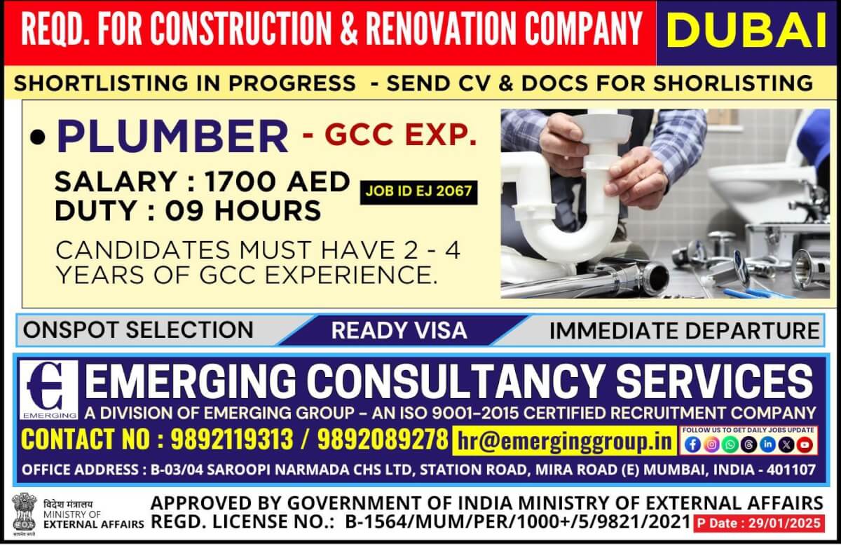 Urgently Required for Leading Construction & Renovation Company in Dubai - Shortlisting in Progress