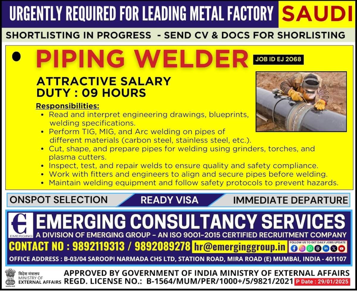 Urgently Required for Leading Metal Factory in Saudi Arabia - Shortlisting in Progress