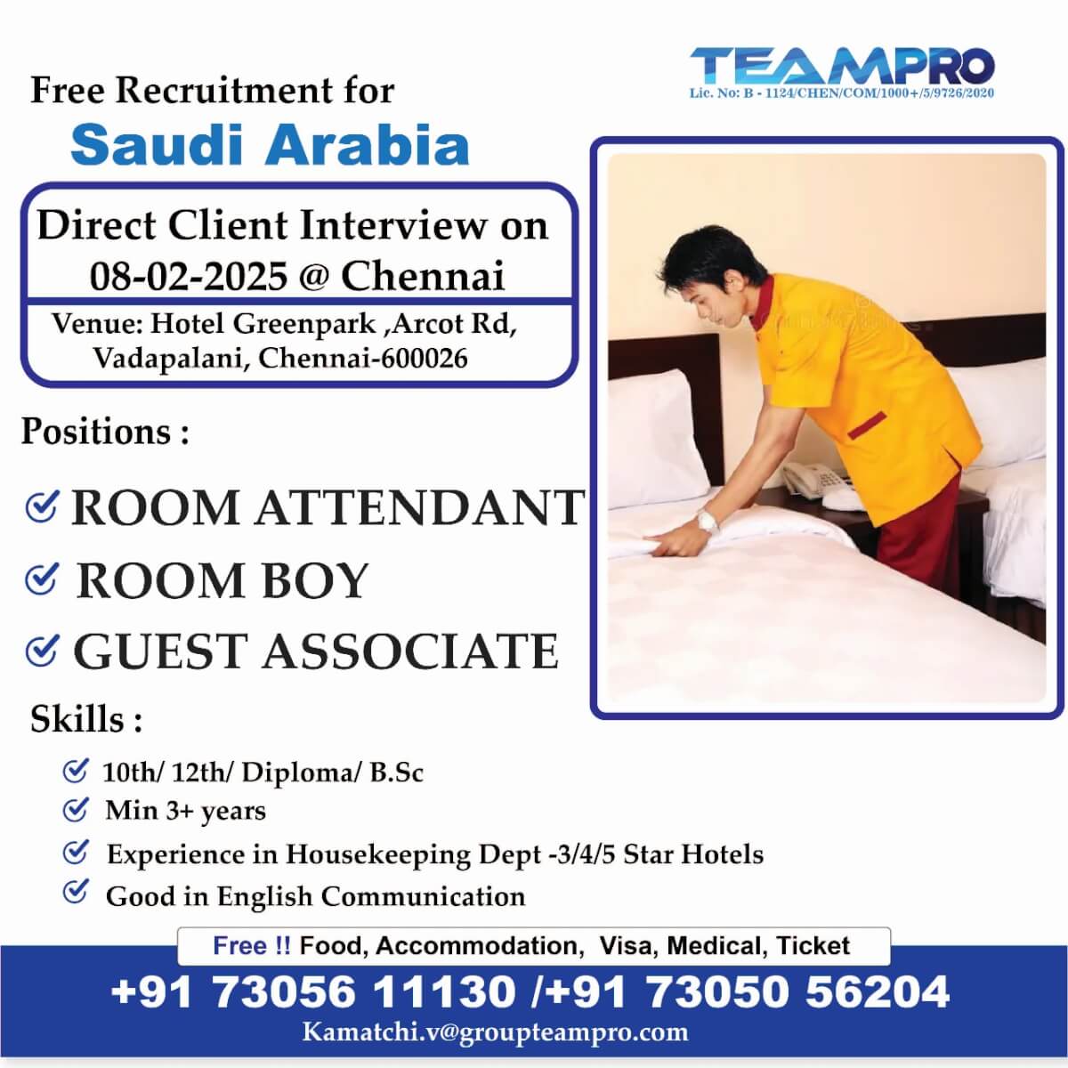 Free Recruitment For Saudi Arabia, Direct Client Interview ON 08-02-2025 @ Chennai