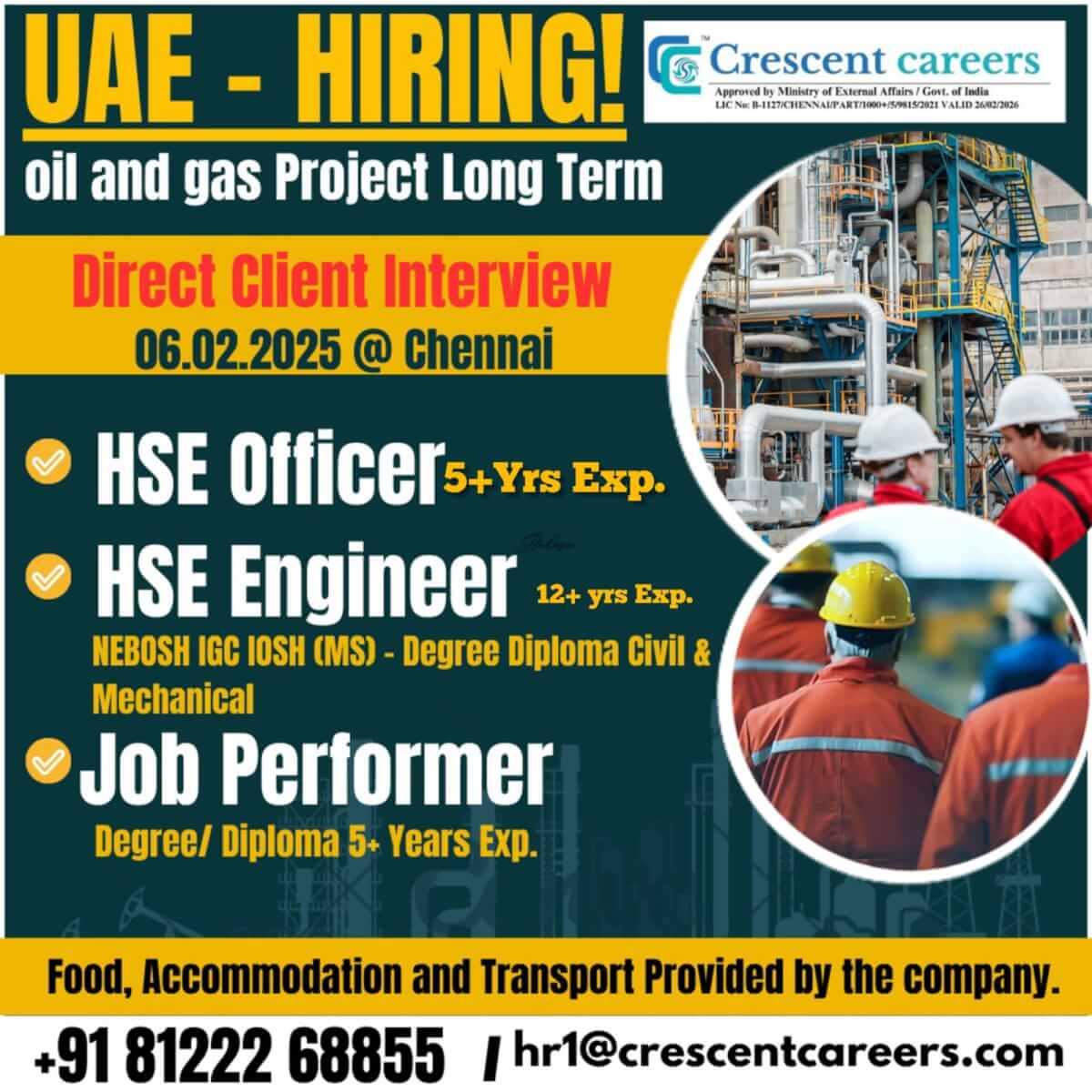 Oil and gas Direct Client Walk-in Interview @chennai