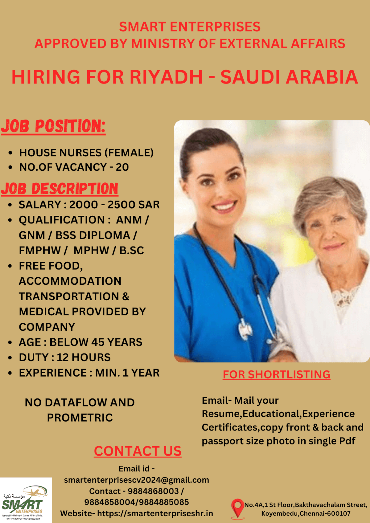 URGENT REQUIREMENT FOR SAUDI ARABIA