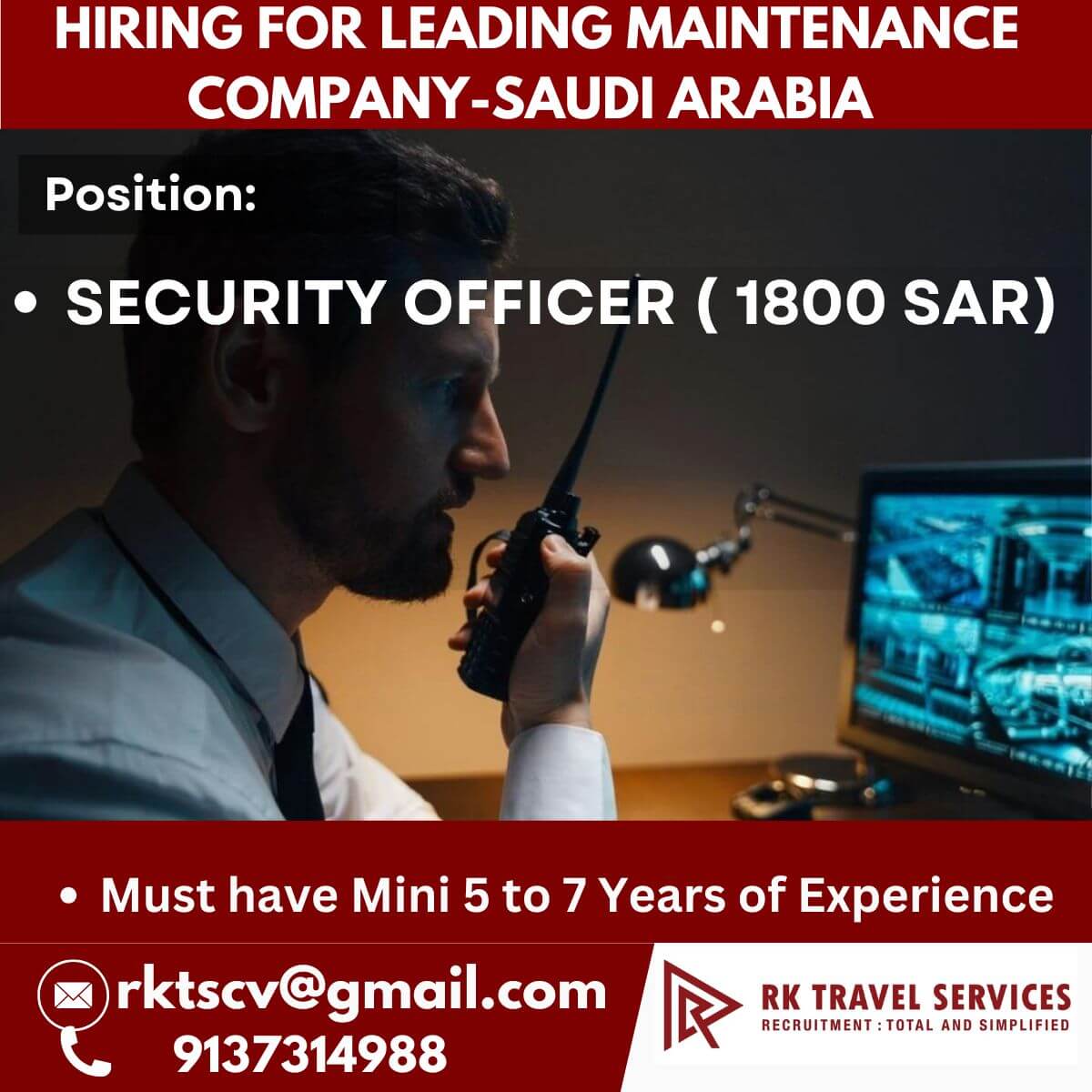 Hiring for leading Maintenance company-Saudi Arabia