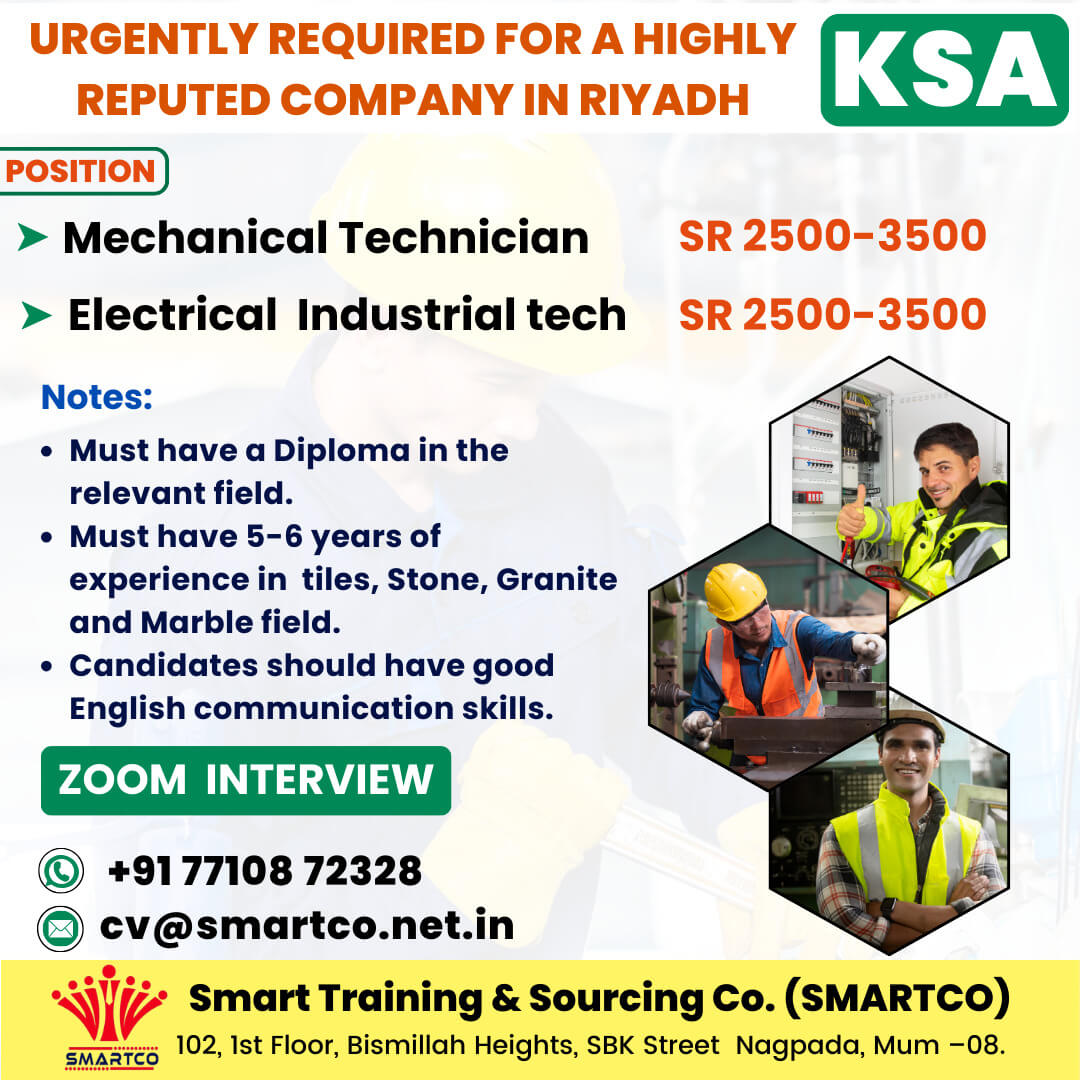 URGENTLY REQUIRED FOR A HIGHLY REPUTED COMPANY IN RIYADH