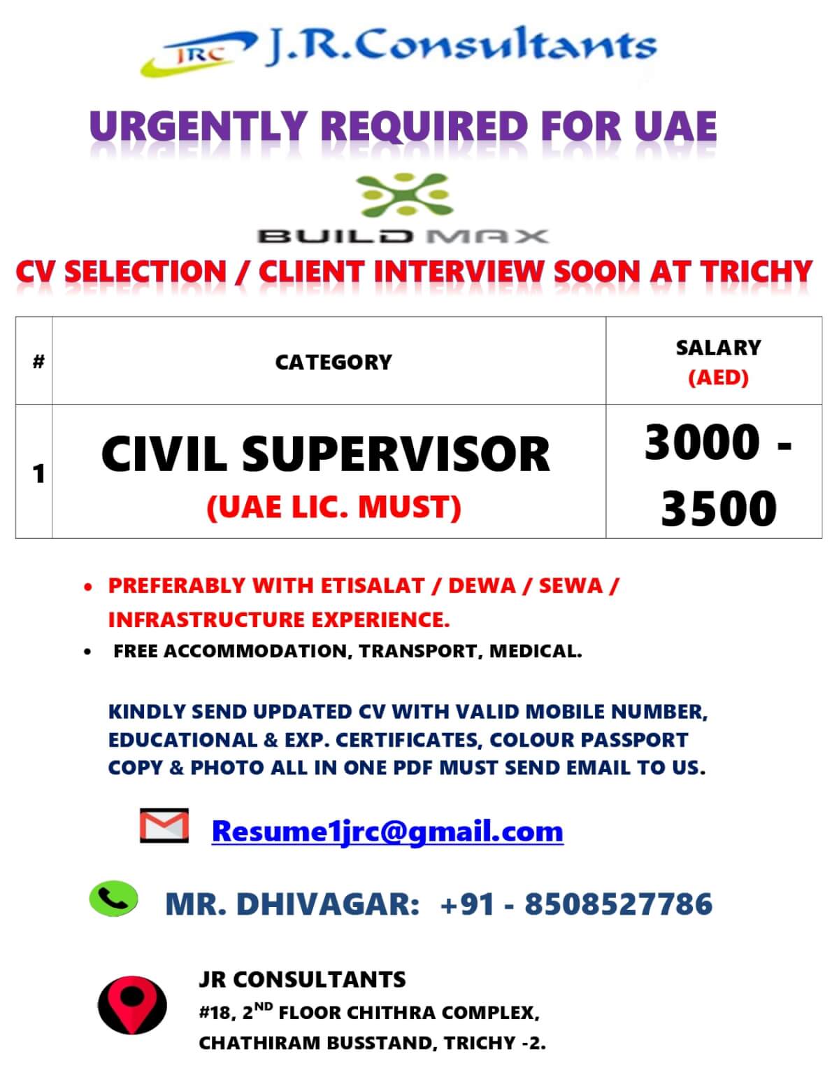 URGENTLY REQUIRED FOR UAE