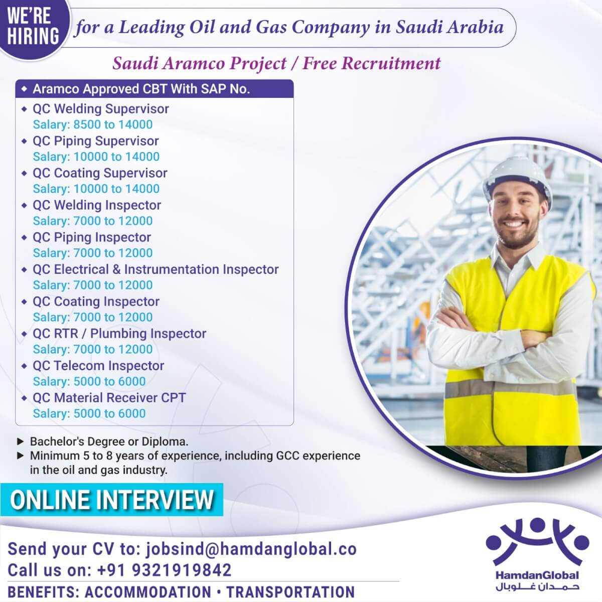 URGENTLY REQUIRED FOR A LEADING OIL & GAS COMPANY IN SAUDI ARABIA