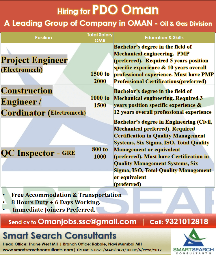 Project Engineer  (Electromech) / Construction Engineer / Cordinator (Electromech) / QC Inspector - GRE