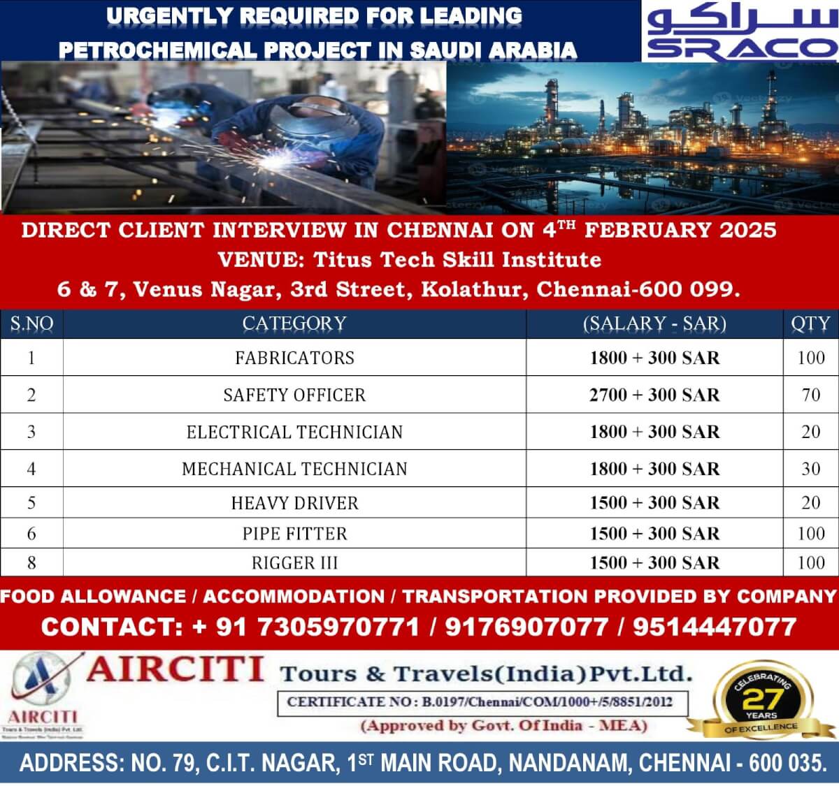 SRACO Petrochemical project in KSA