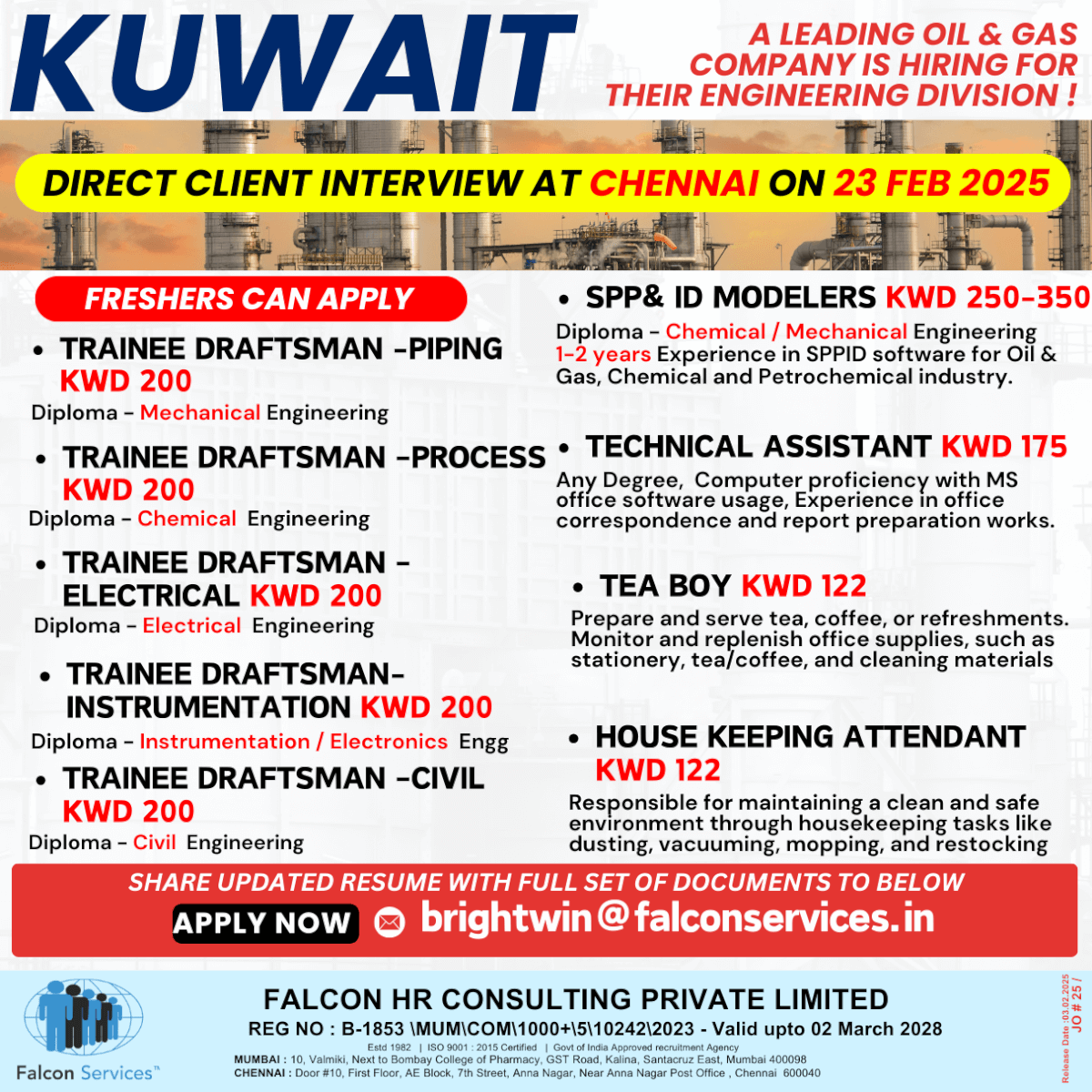 DIRECT CLIENT INTERVIEW AT CHENNAI ON 23 FEB 2025