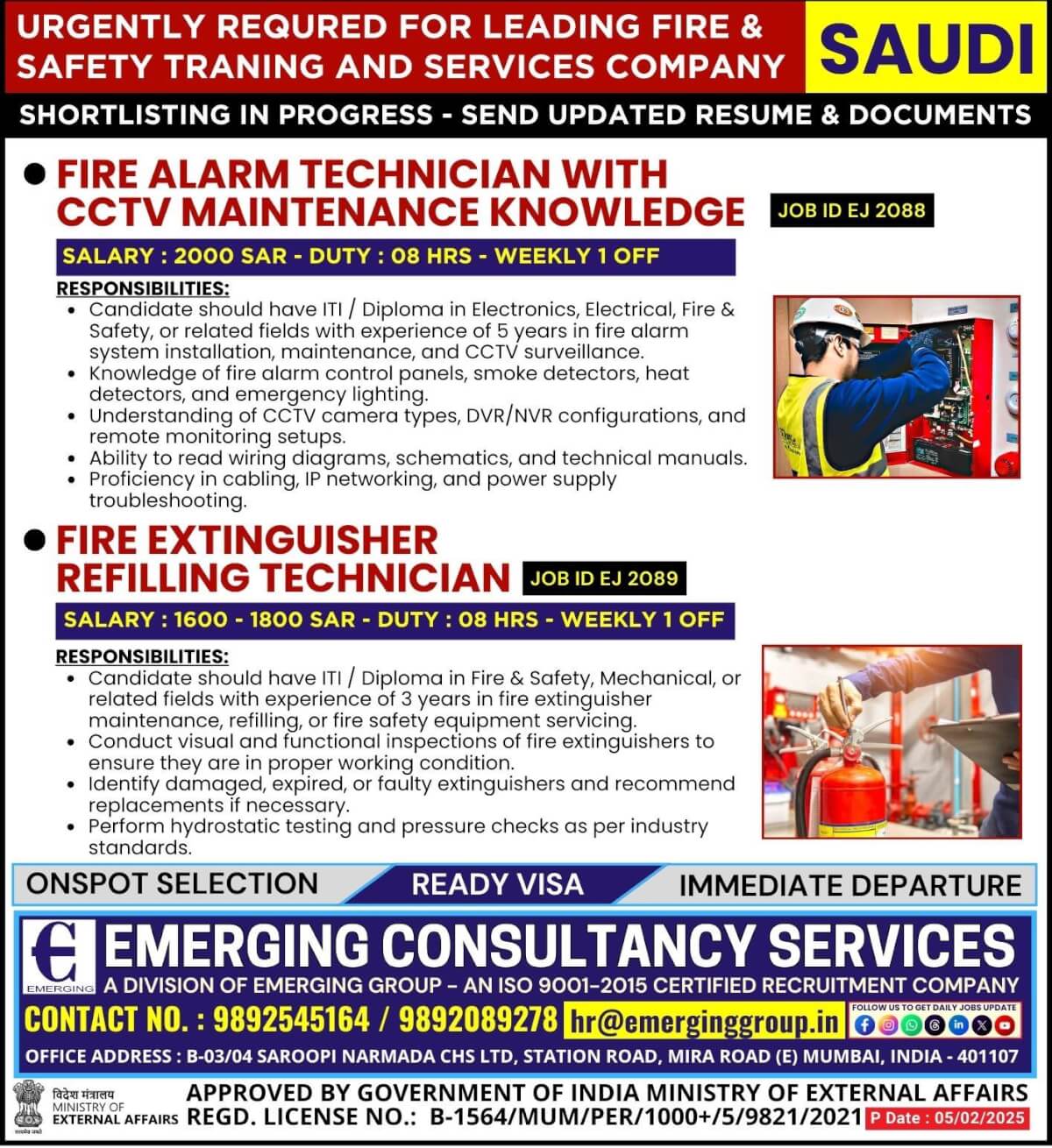 Urgently Required For Leading Fire & Safety Training and Services Company in Saudi Arabia - Online Client Interview Soon