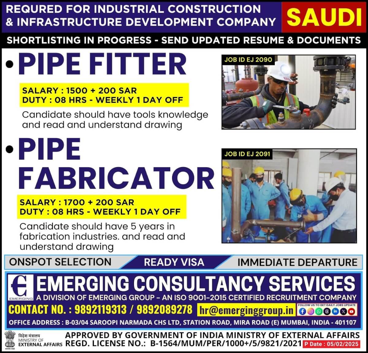 Urgently Required For Construction & Infrastructure Development Company in Saudi Arabia - Online Client Interview Soon