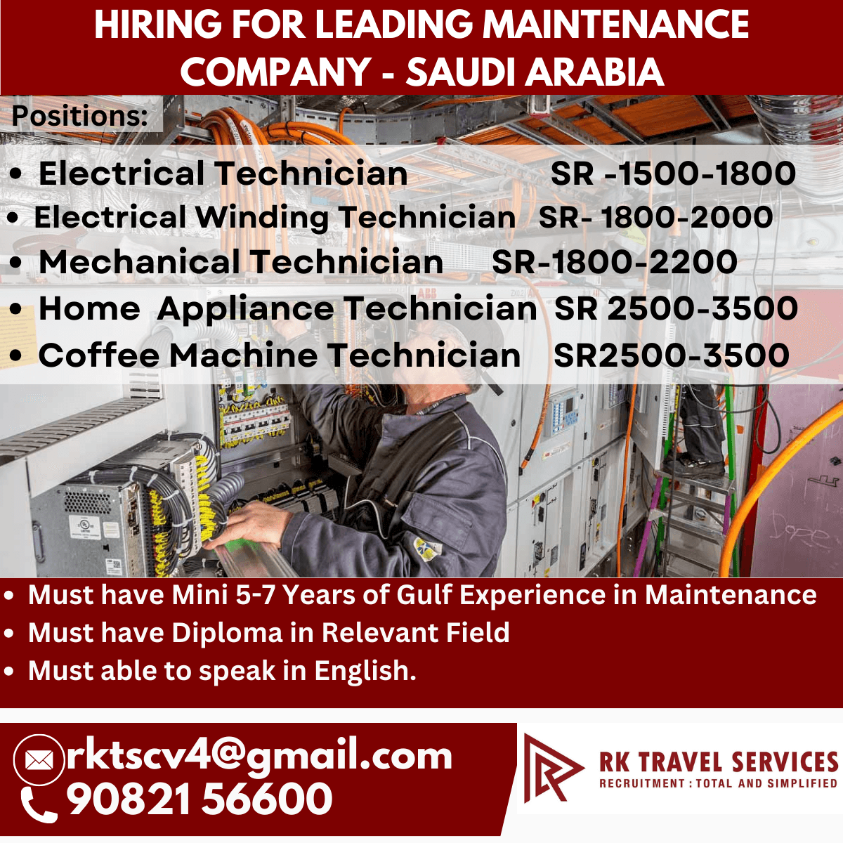 hiring for Leading Maintenance Company - Saudi Arabia